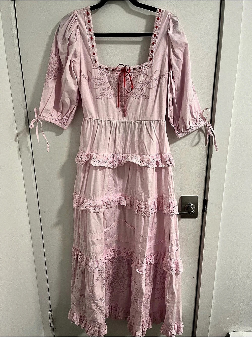 Damson Madder Floral Tiered Maxi Dress in Pink Size 10